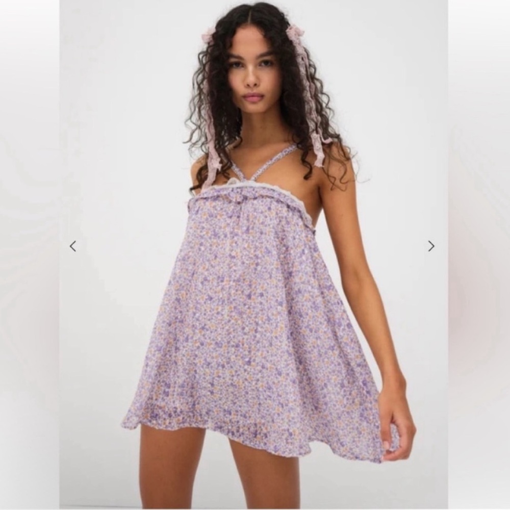 NWOT For Love & Lemons Mitra Mini Dress in Lavender